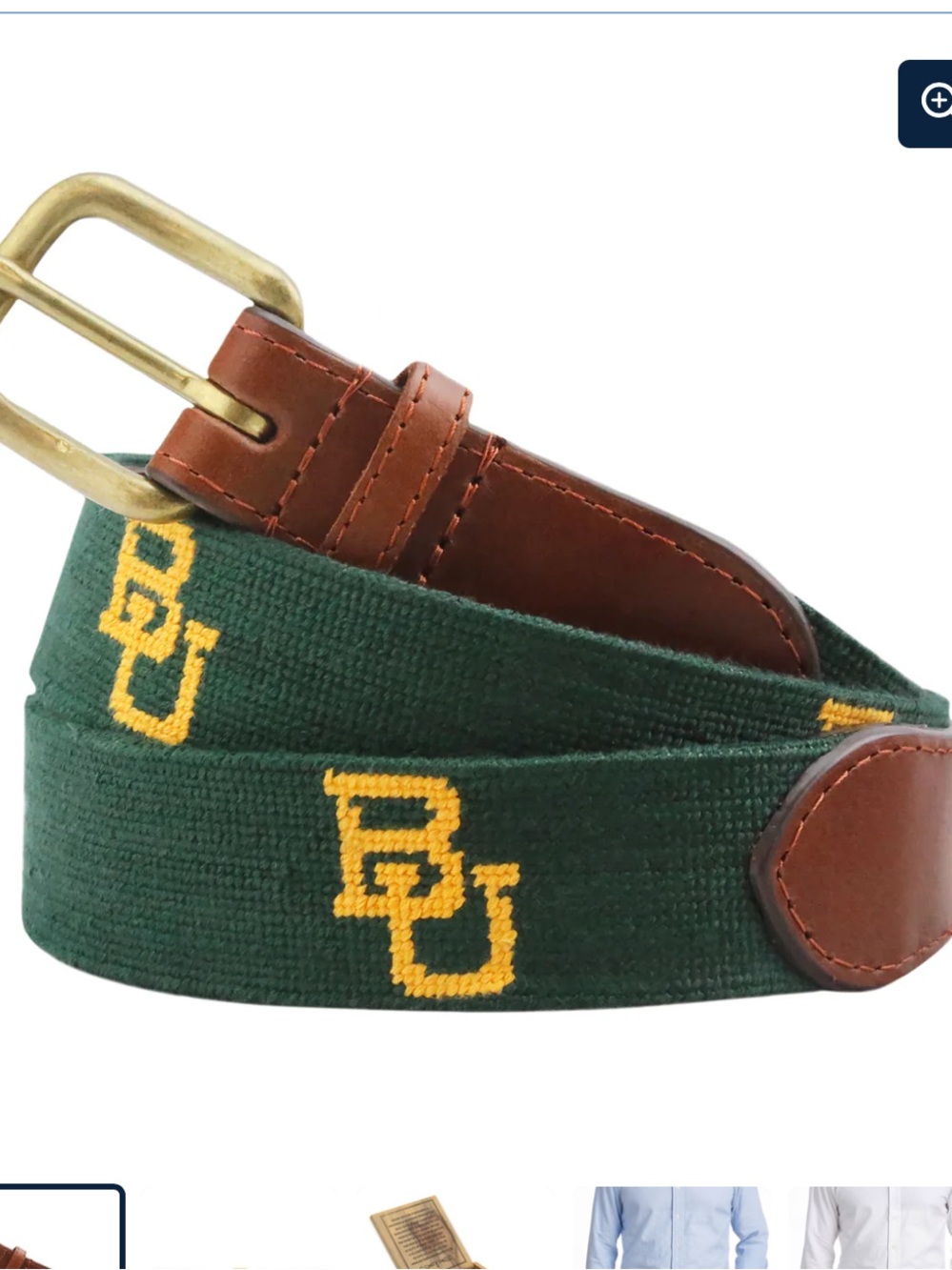 Smathers & Branson Baylor Belt Brown Leather Trim Green-Yellow Embroidery Size38 - Picture 9 of 9